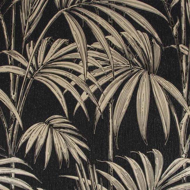 Modna tapeta winylowa czarna złota liście palmowe